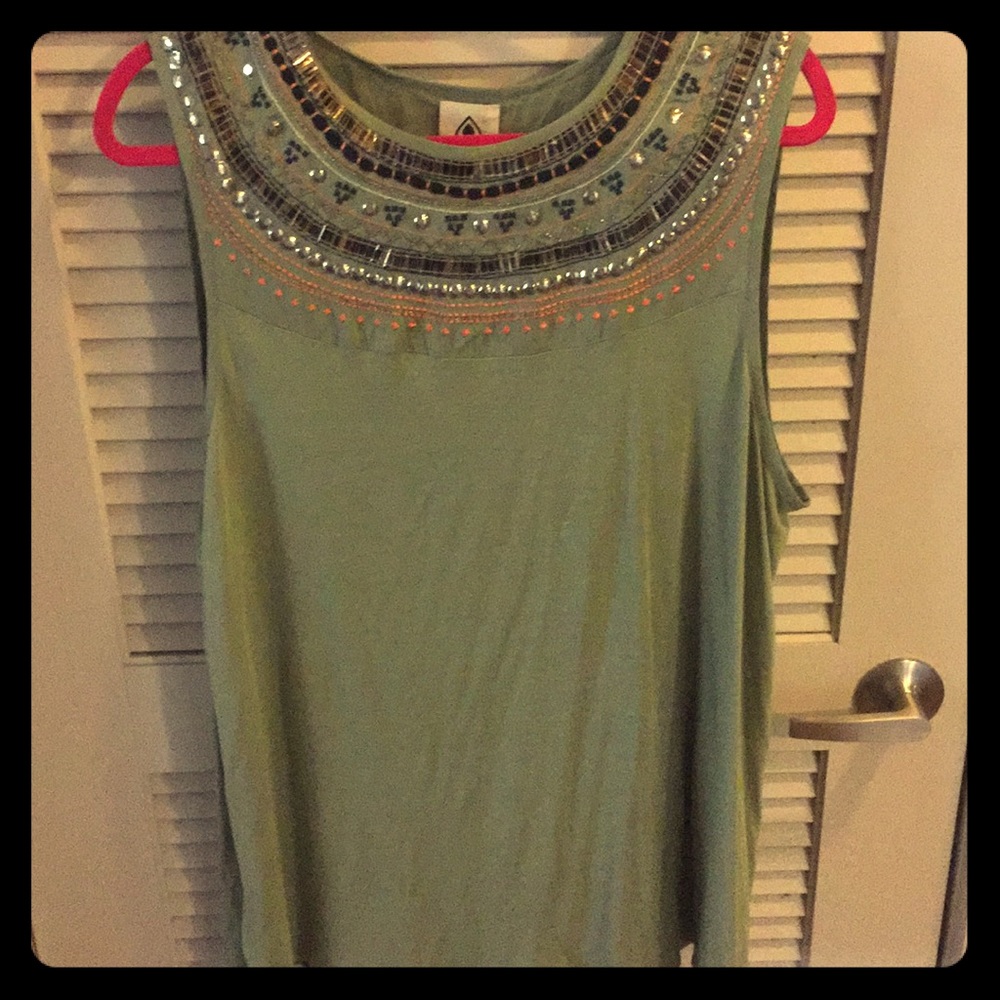 Olive green beaded top
